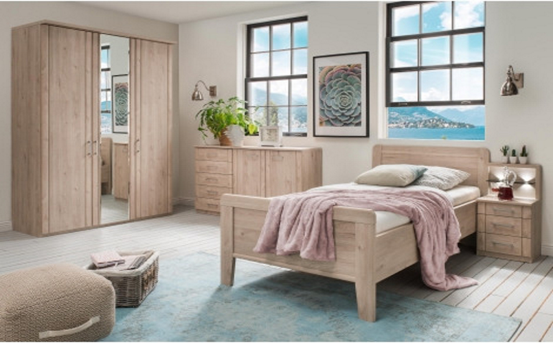 Single-Schlafzimmer Steineiche-Nachbildung - Möbel Kerkfeld