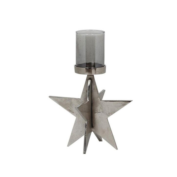 Das Teelicht Stern mit einem 29cm hohem Gestell aus Aluminium in der Form eines Sterns.