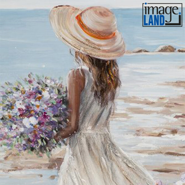 Imageland Bild Frau am Strand mit weißem Kleid