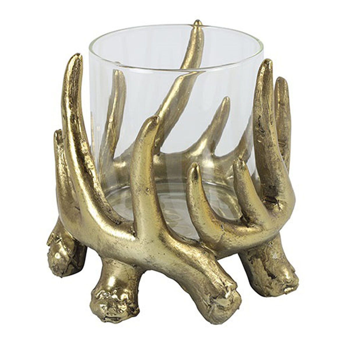 Teelichthalter „GEWEIH LODGE“ gold
