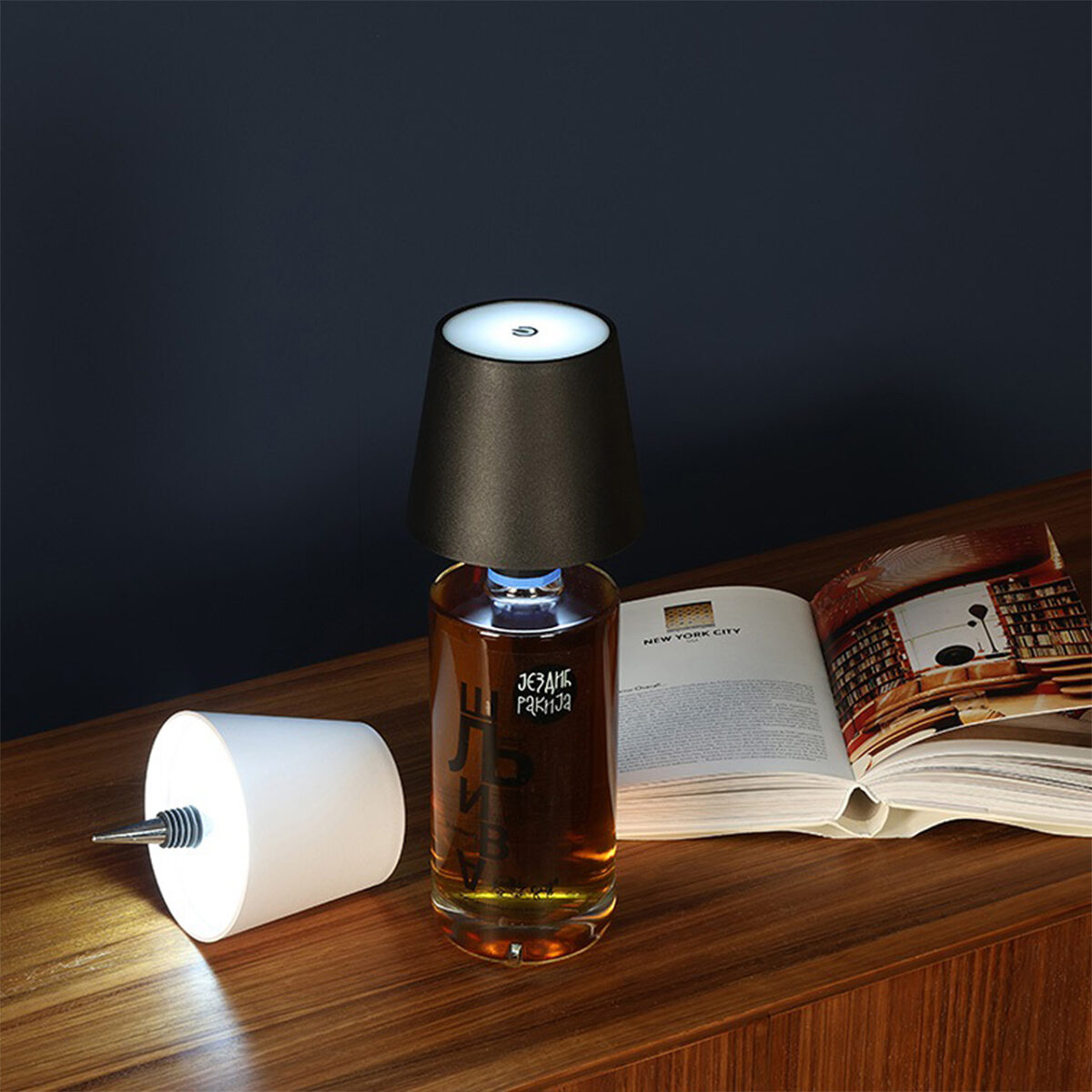 Tischlampe/Flaschenkorken „LED-TOUCH LUX“ schwarz