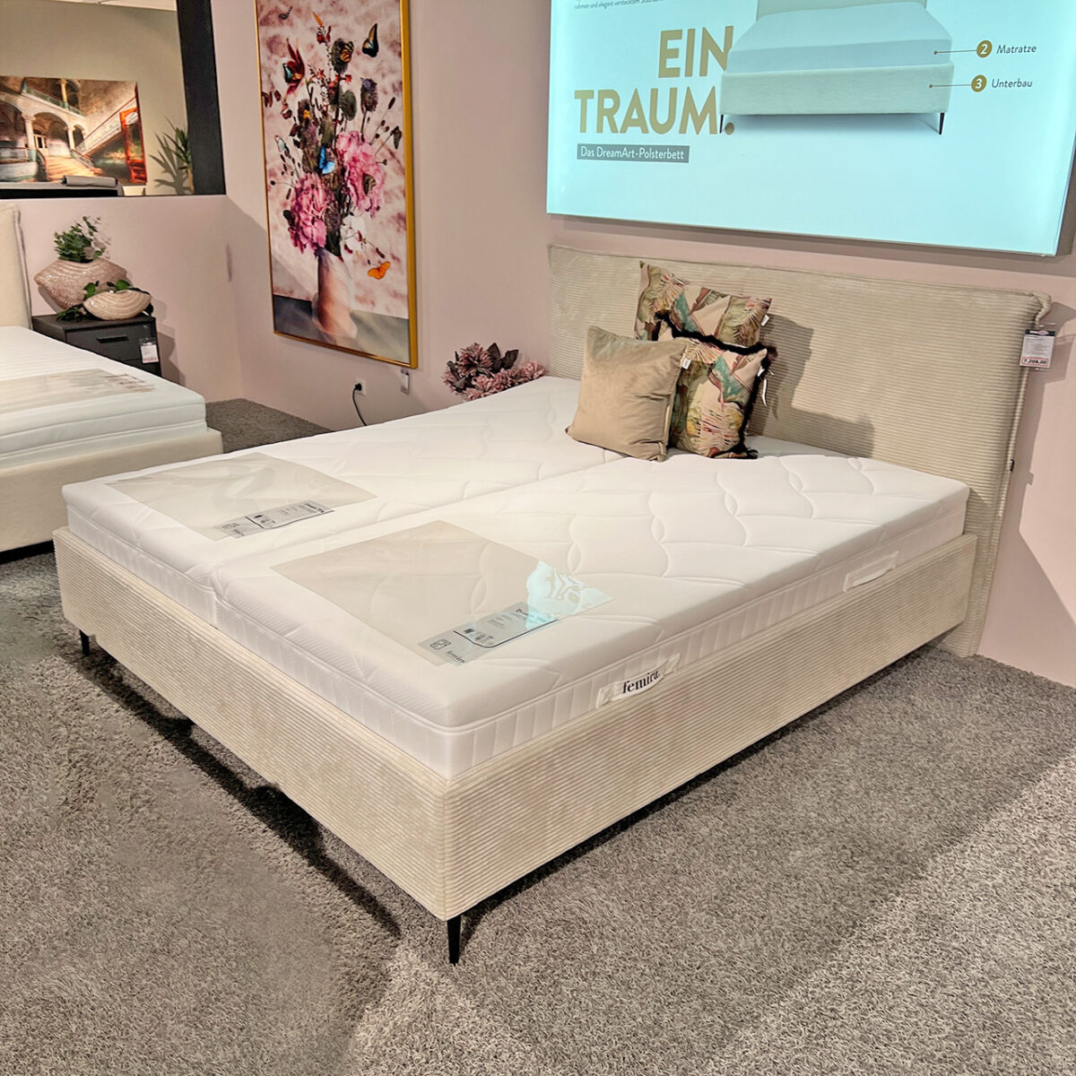 Cord Polsterbett DreamArt TL 3112 taupe – sofort verfügbar!