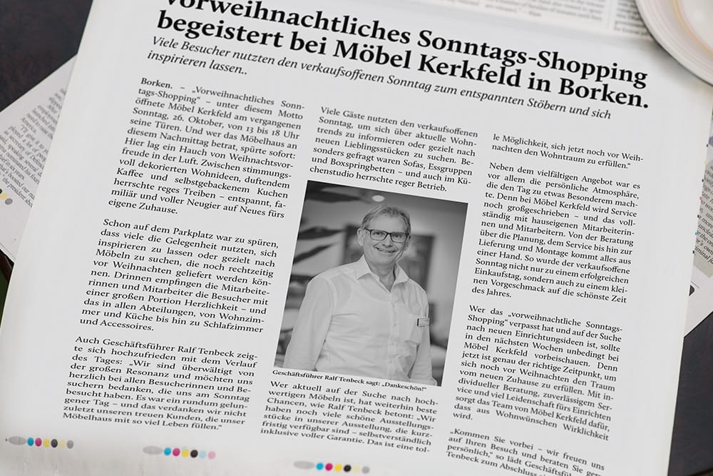 Mehr über den Artikel erfahren Vorweihnachtliches Sonntags-Shopping begeistert bei Möbel Kerkfeld in Borken.
