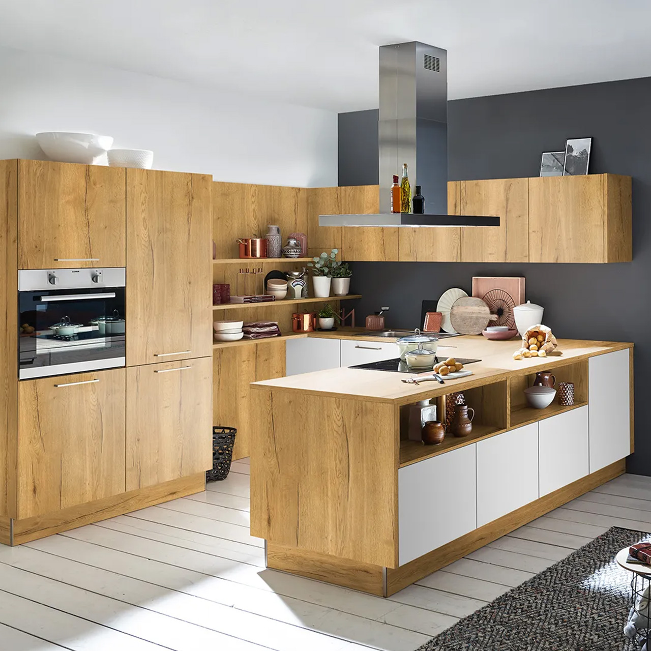 Nolte Küche ARTWOOD Eiche Ventura - MANHATTAN UNI Weiß