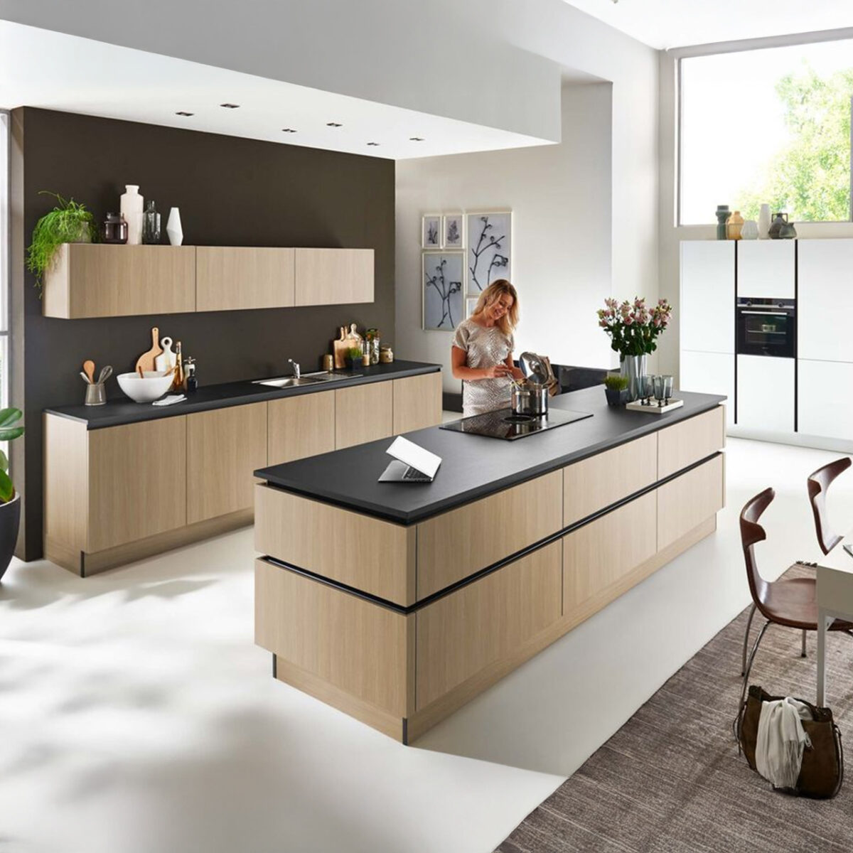 Nolte Küche MANHATTAN Natureiche edelmatt – PERFECT PLUS Weiß softmatt