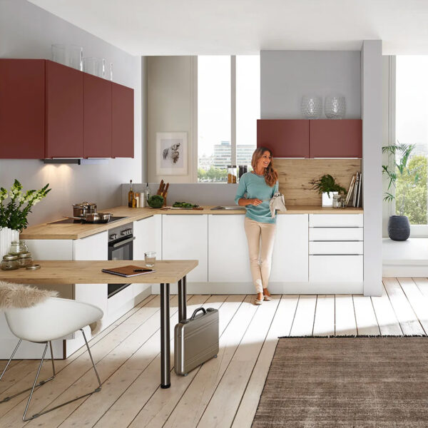 Nolte Küche SOFT LACK Arcticweiß / Hennarot