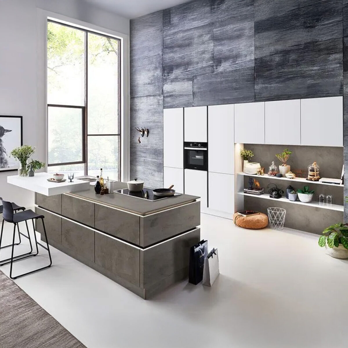 Nolte Küche SOFT LACK Weiß softmatt – PORTLAND Zement Anthrazit