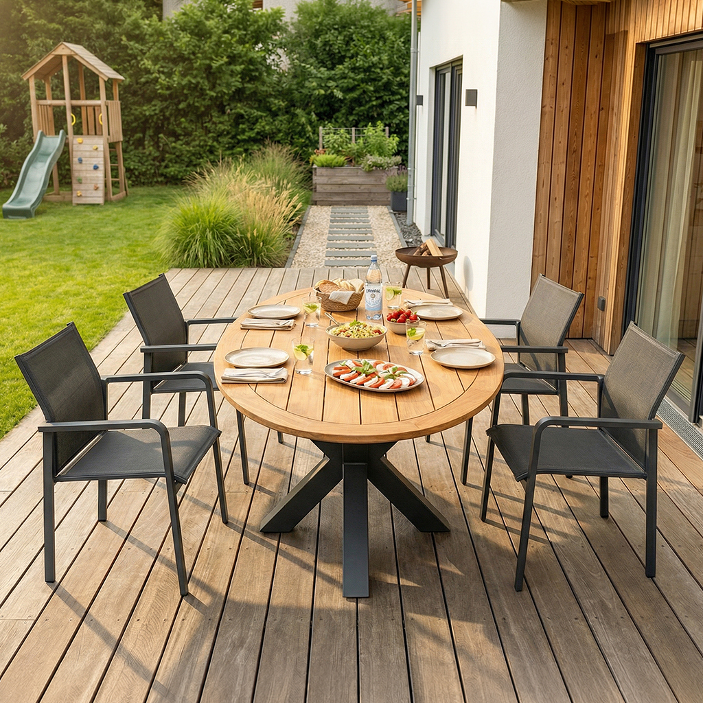 ZEBRA Sessel Bee + SUNS Tisch Madre, 5-tlg.